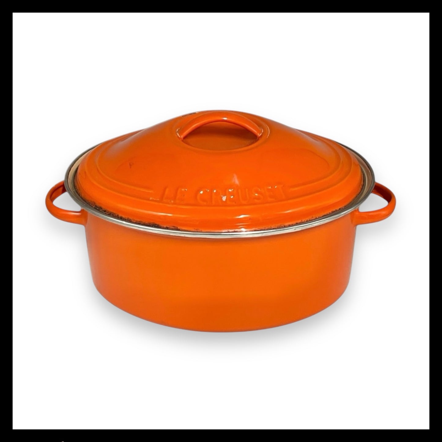 Le Creuset Casserole Dish, Orange Enamel Coated Steel with Lid  2.5 litres for sale from All Things French Store