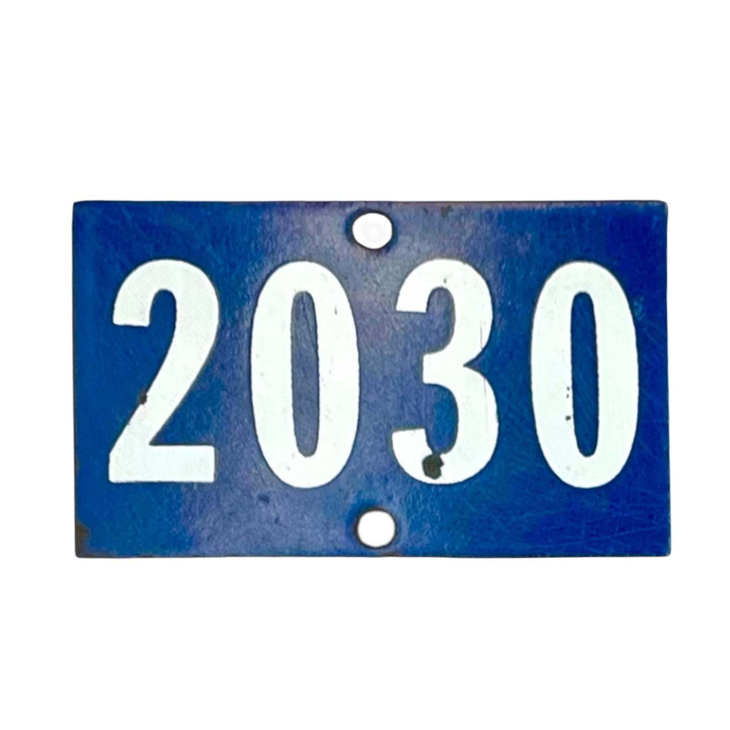 Vintage French Blue Enamel Door Number or Gatepost Number 2030