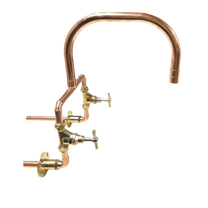 Copper and Brass Handmade Kitchen Mixer Taps, Belfast Sink Taps - Wall Mounted option for sale from All Things French Store