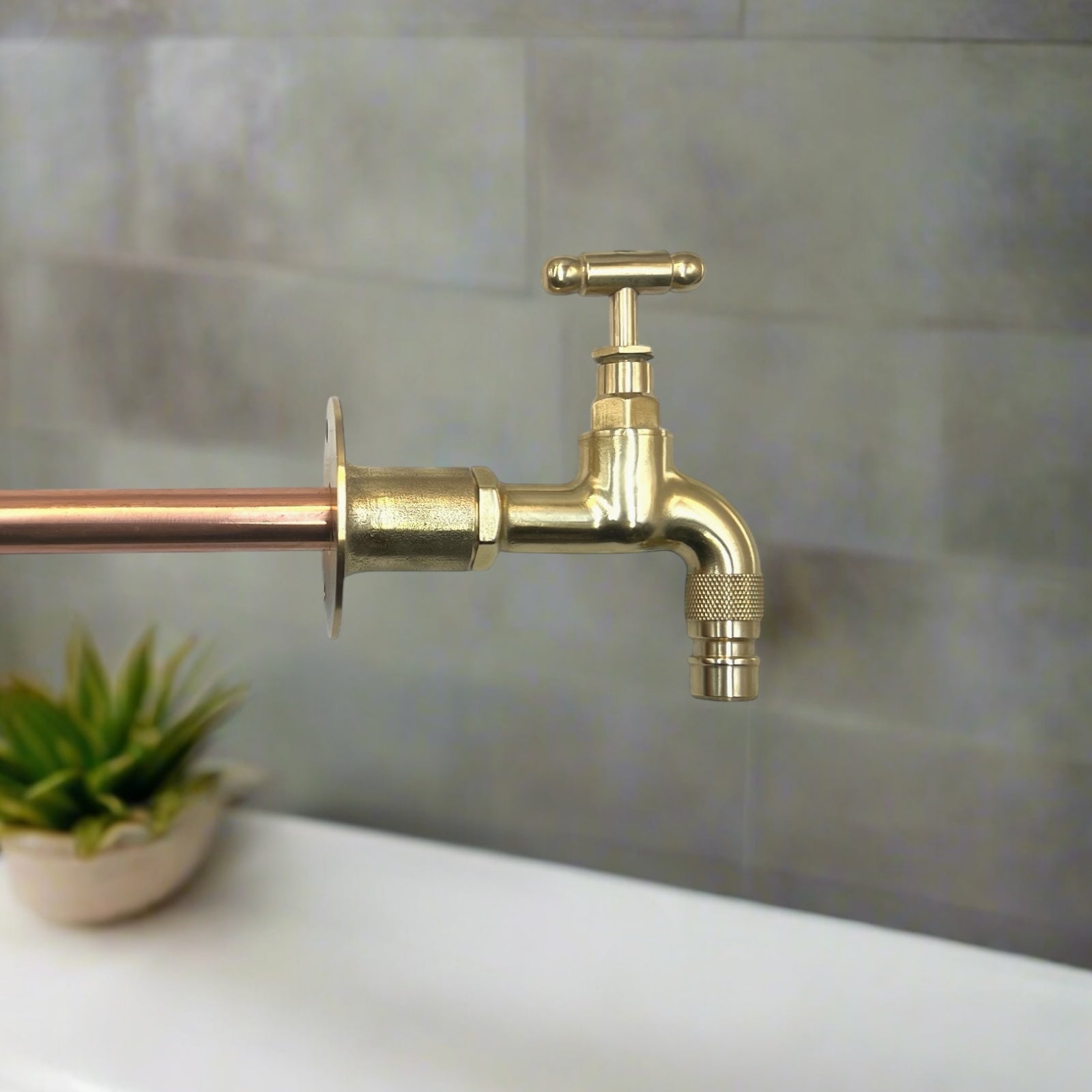 Brass Vintage Style Kitchen or Bathroom Tap, Wall Mounted Tap