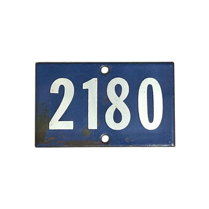 French enamel blue and white door number 2180