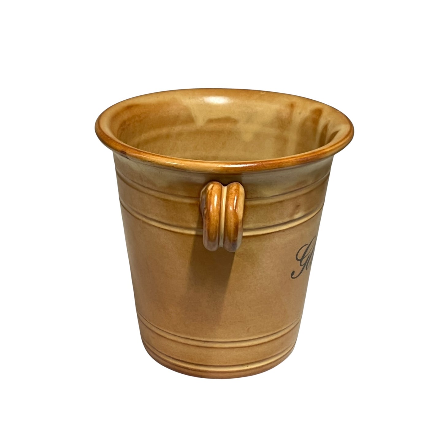 Vintage French Stoneware Ice Bucket “Glacons” – 1970s Retro Barware