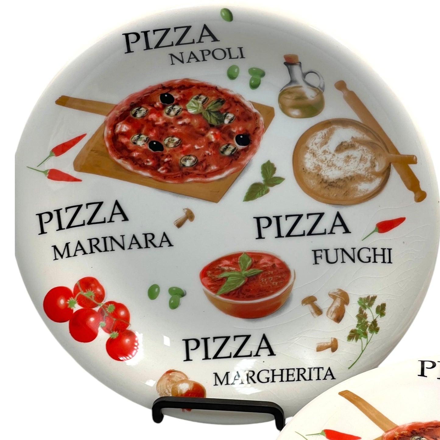 4 Italian Pizza Serving Plates made in Italy by Quadrifoglio Ceramics