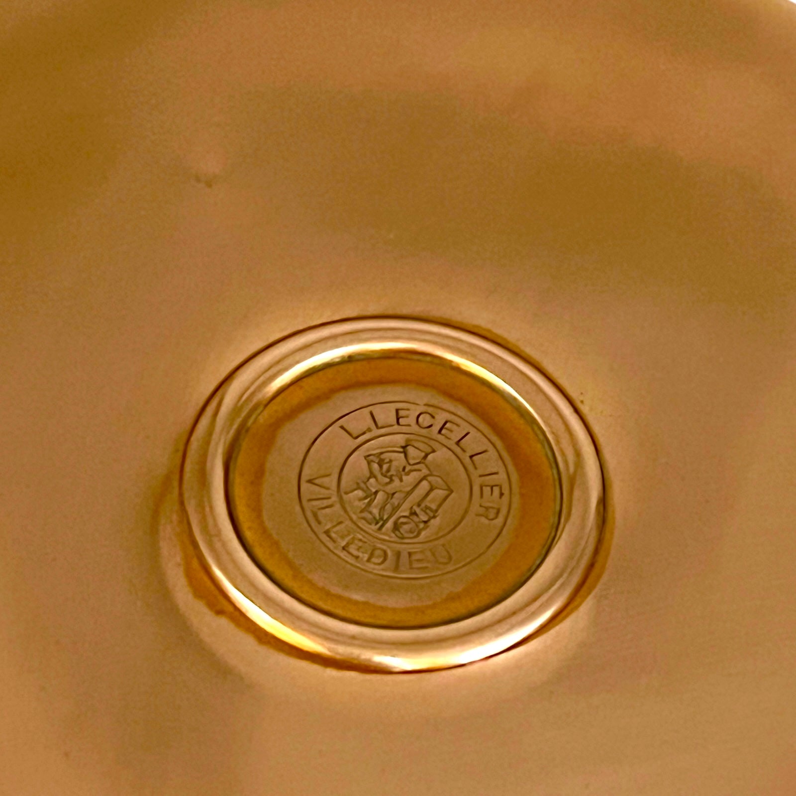 close up of a copper Villedieu stamp