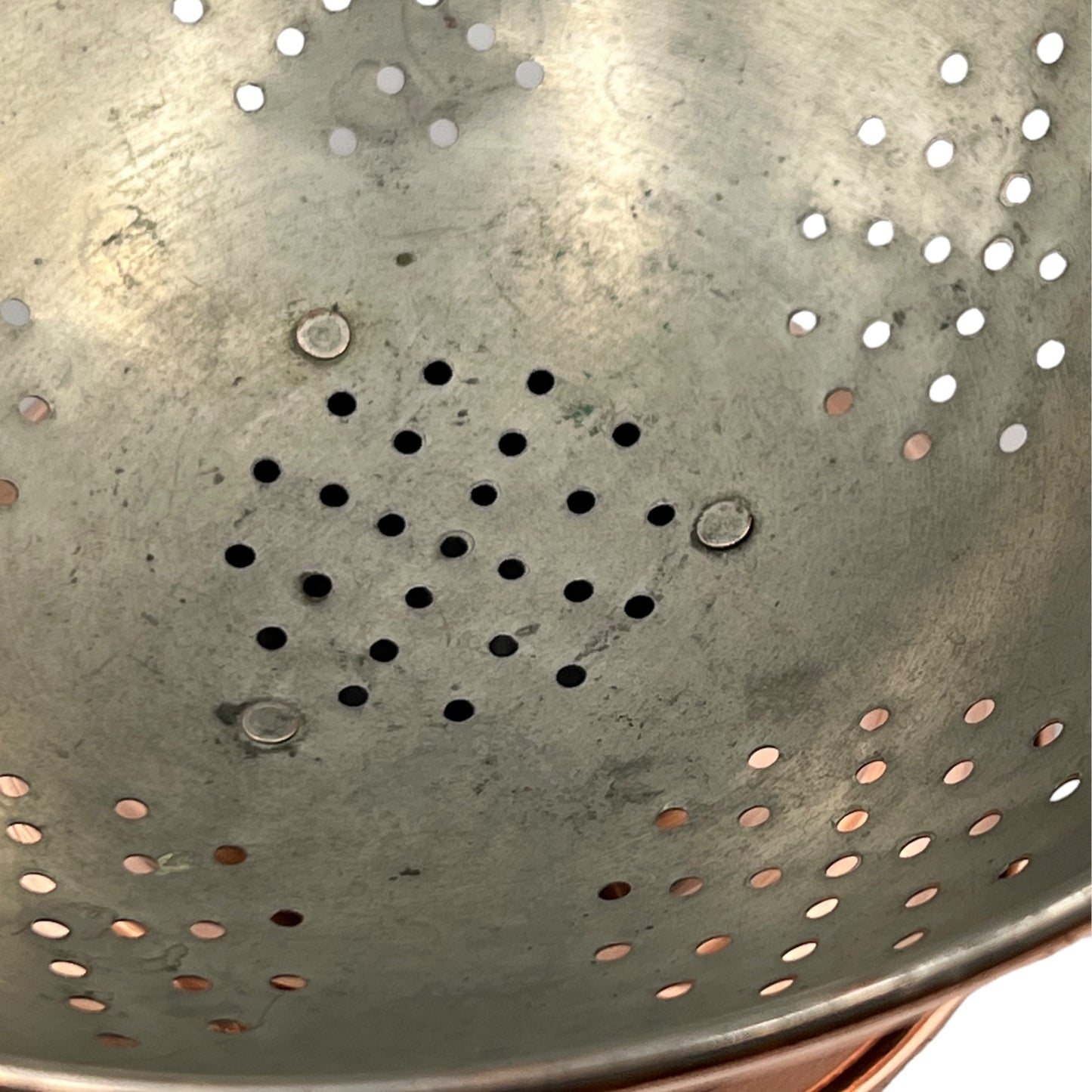 French shabby chic copper colander with tin lining 