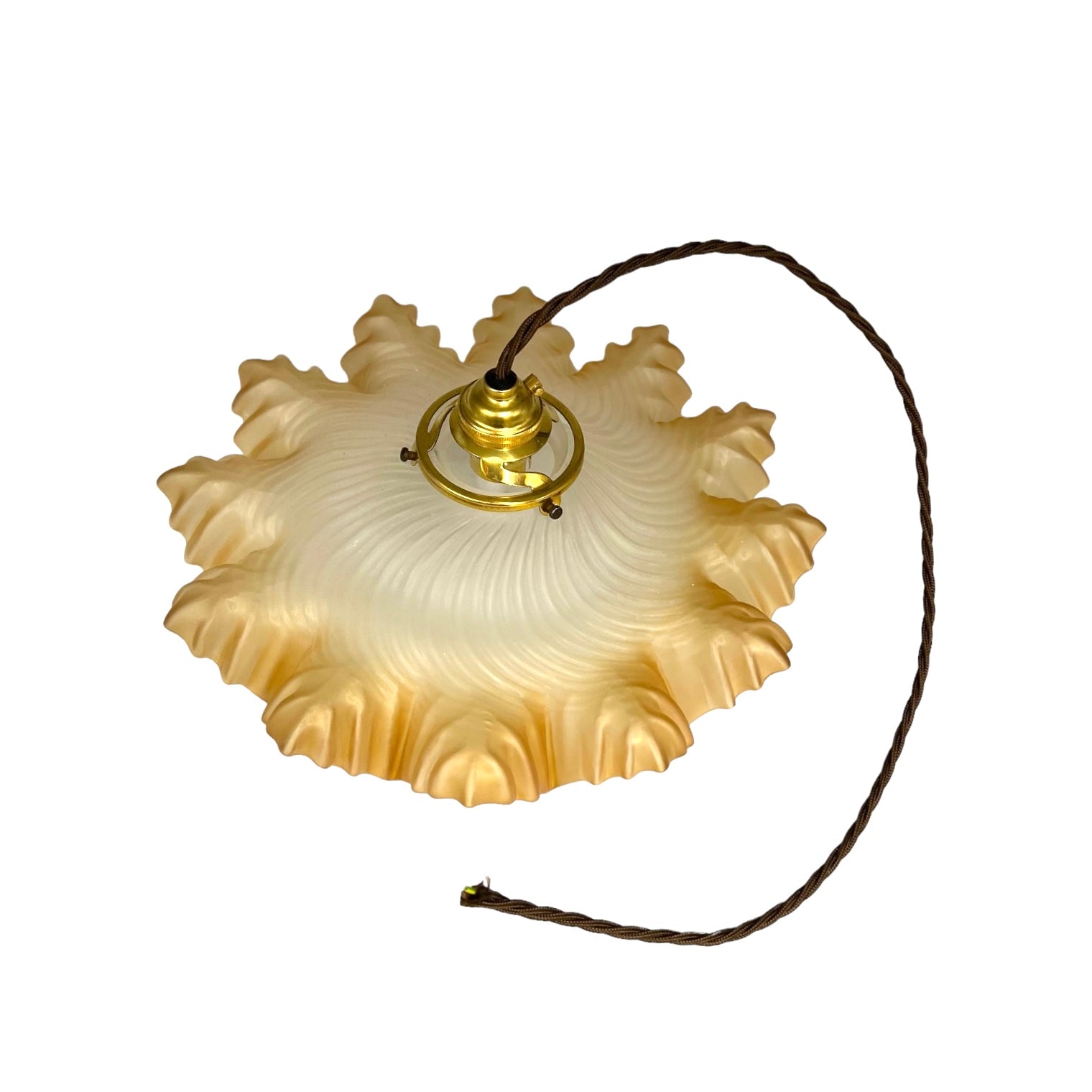 Vintage French Frosted Glass Ceiling Pendant Light, Hanging Lampshade