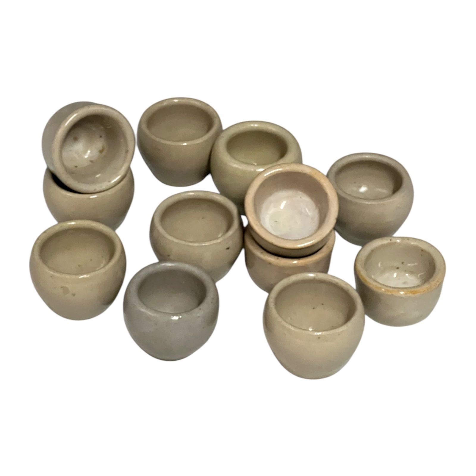 Set of 12 Vintage French Ceramic Escargot Cups, Small Snail Serving Pots