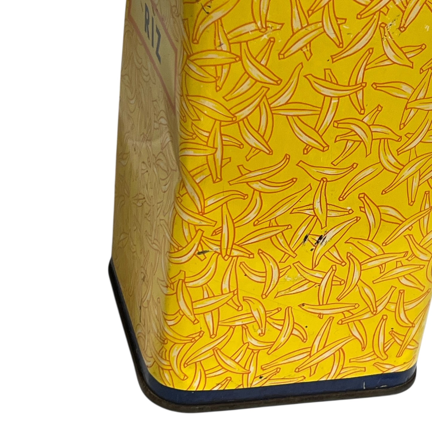 Product packaging with a banana pattern on a yellow background