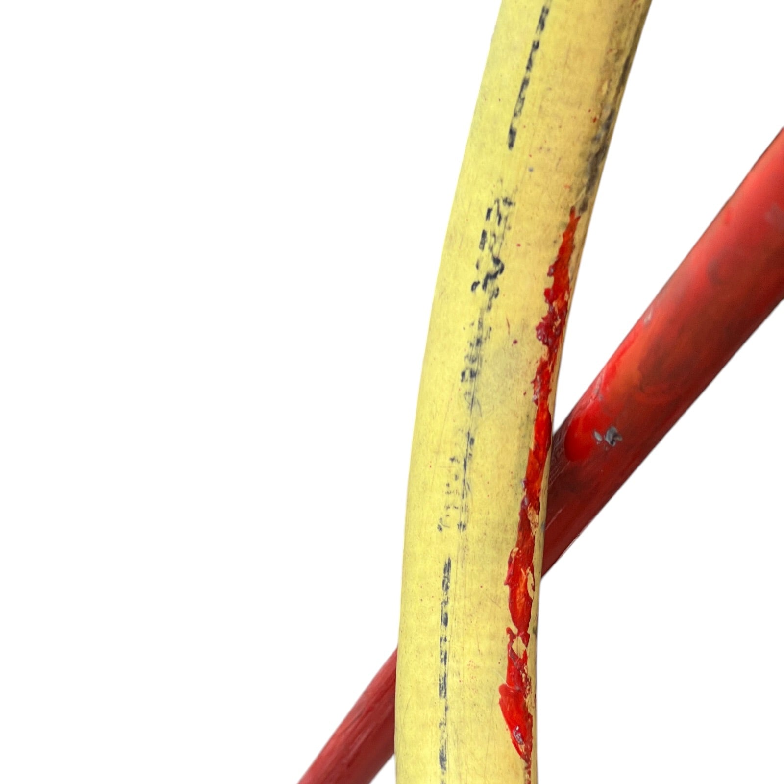 close up of a French copper garden sprayer on a white background 