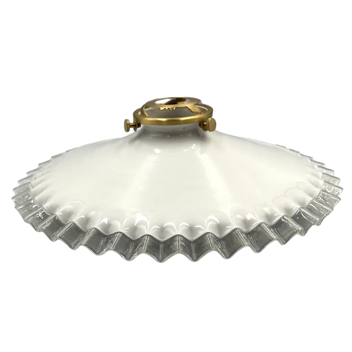 French vintage opaline light lampshade with a new brass gallery 