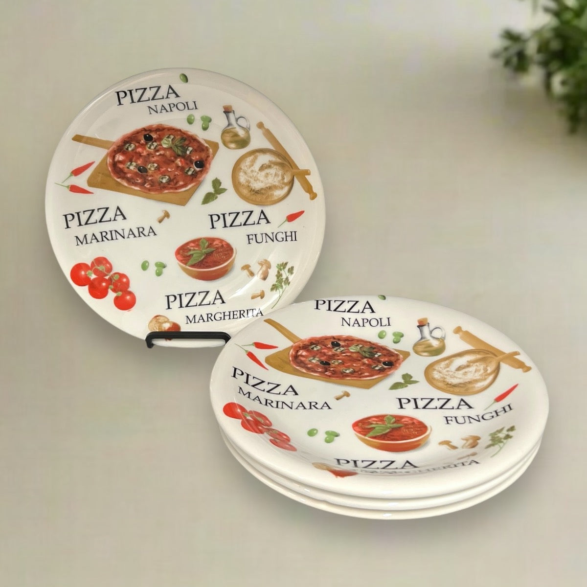 4 Italian Pizza Serving Plates made in Italy by Quadrifoglio Ceramics