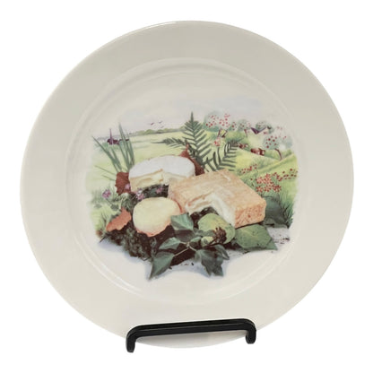 French cheese plate on a stand with a white background