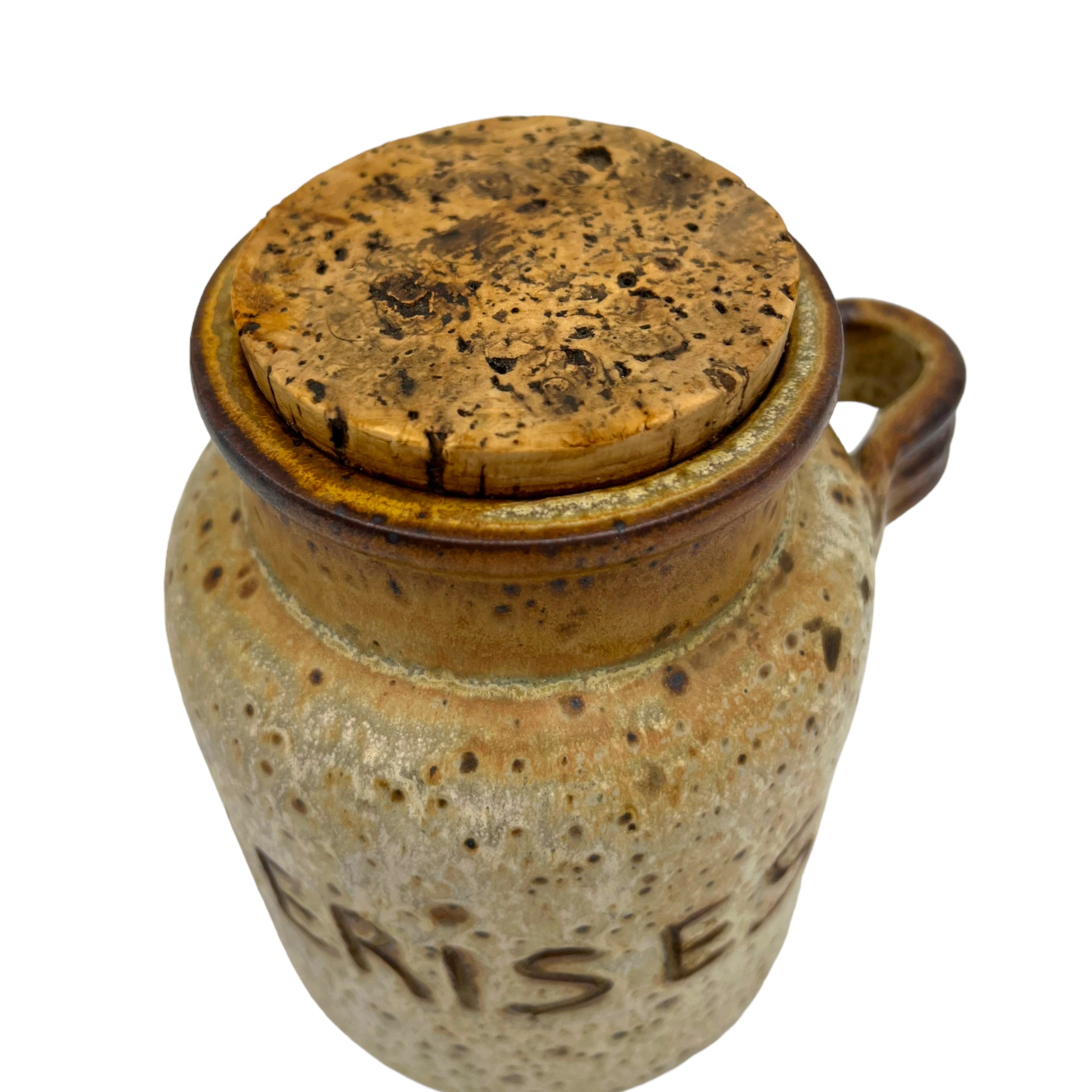 image French rustic vintage pottery cherry jar