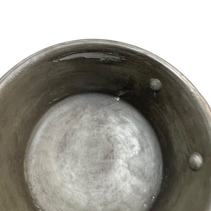 copper pan close up inside view
