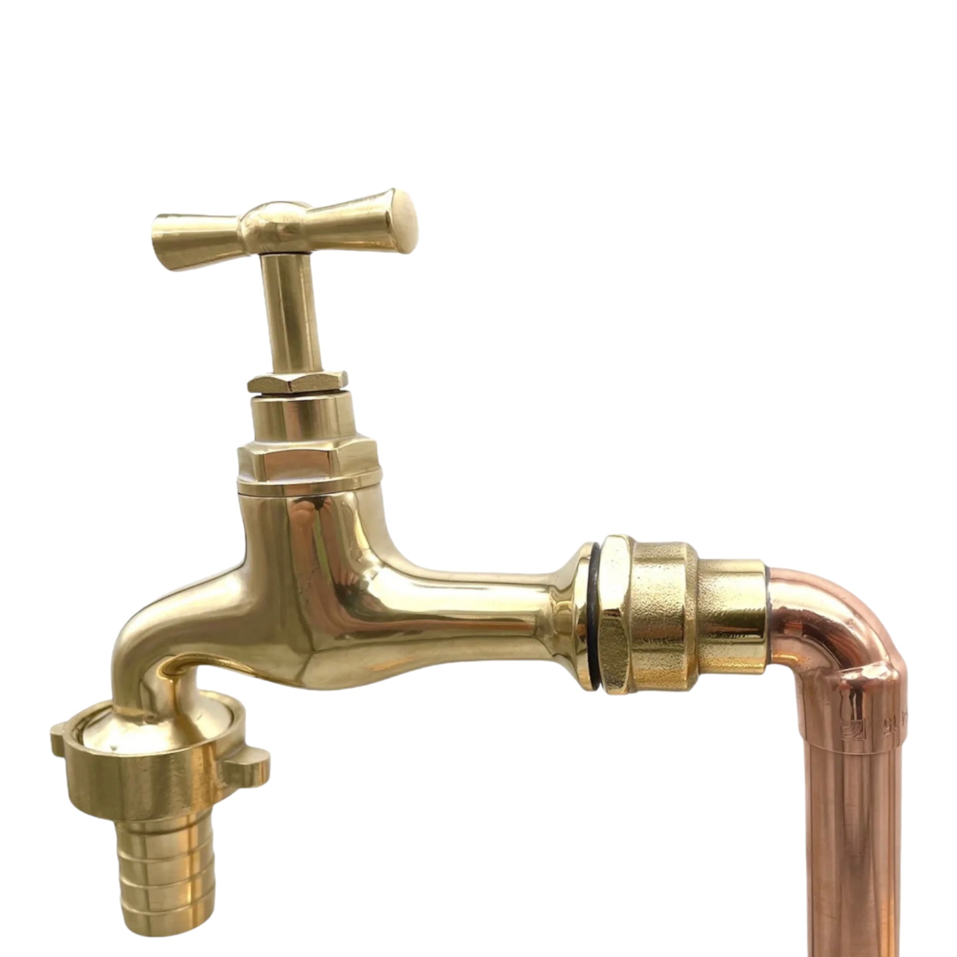 image Pair of handmade copper and brass kitchen or bathroom taps