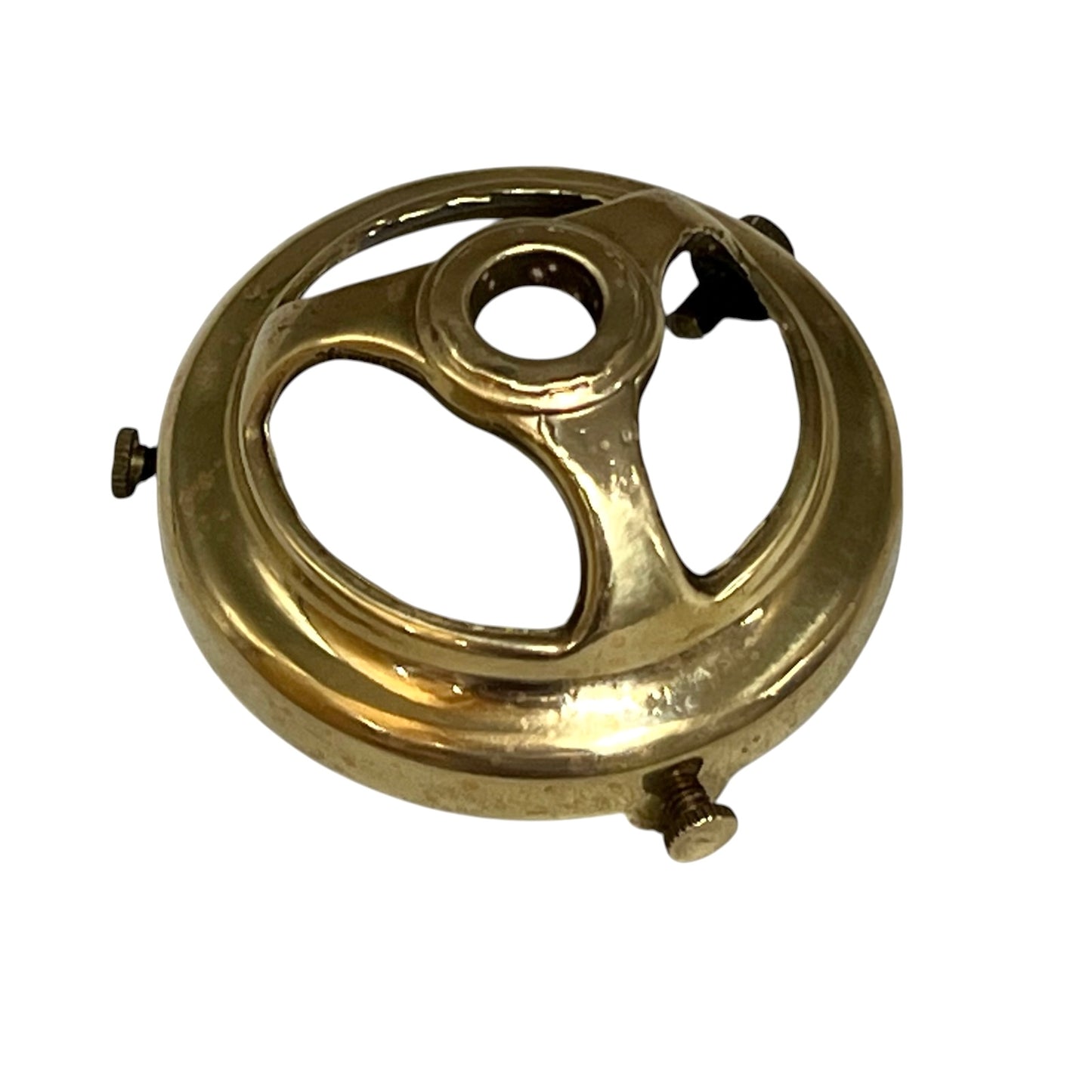Brass vintage lampshade holder on a white background
