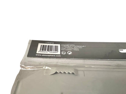 Back view of a  product with a label on a white background