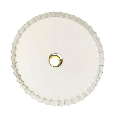 Vintage French Opaline Milk Glass Pendant Lamp Shade with Brass Collar
