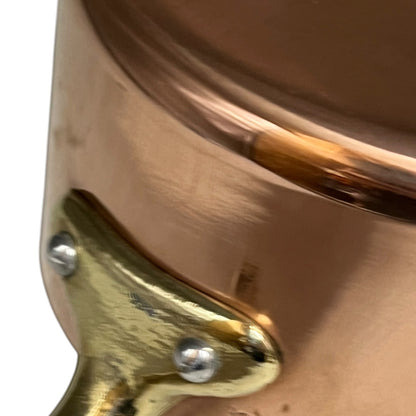 Vintage French Copper Saucepan – 12cm Small Aluminium Lined Pan with Brass Handle