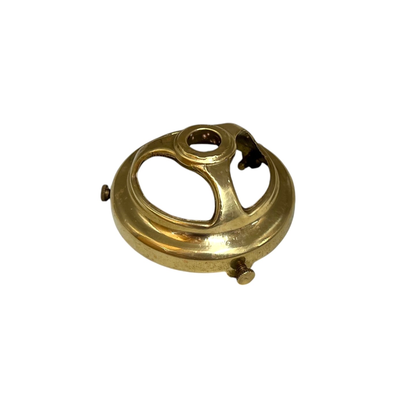 Brass vintage lampshade holder on a white background