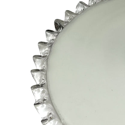 Vintage French Opaline Milk Glass Pendant Pie Crust Lampshade with Brass Collar