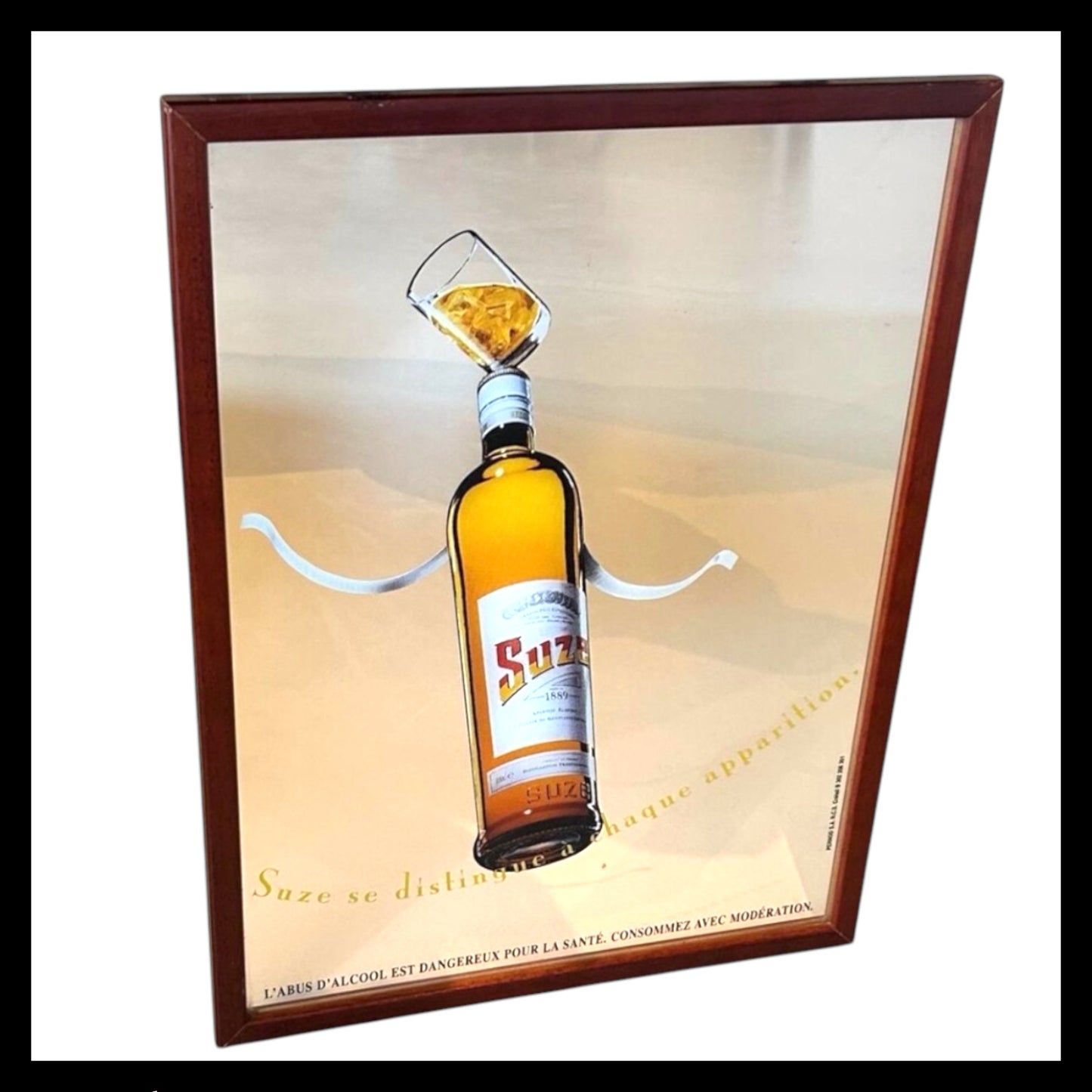 Suze Liqueur Advertising Mirror 1990s, Bar Decor, Restaurant, Pub, Mancave