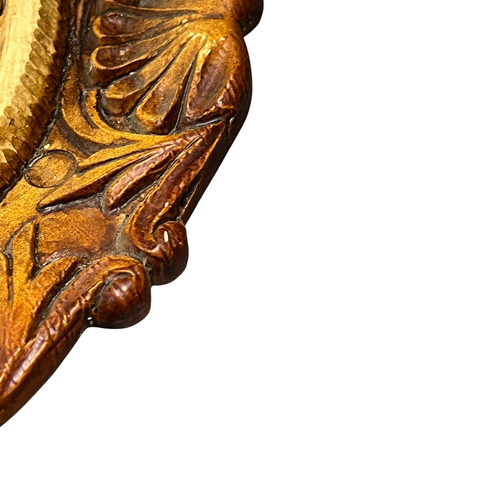 Close up of a raised 3d wood resin wall plaque of a French baker on a white background