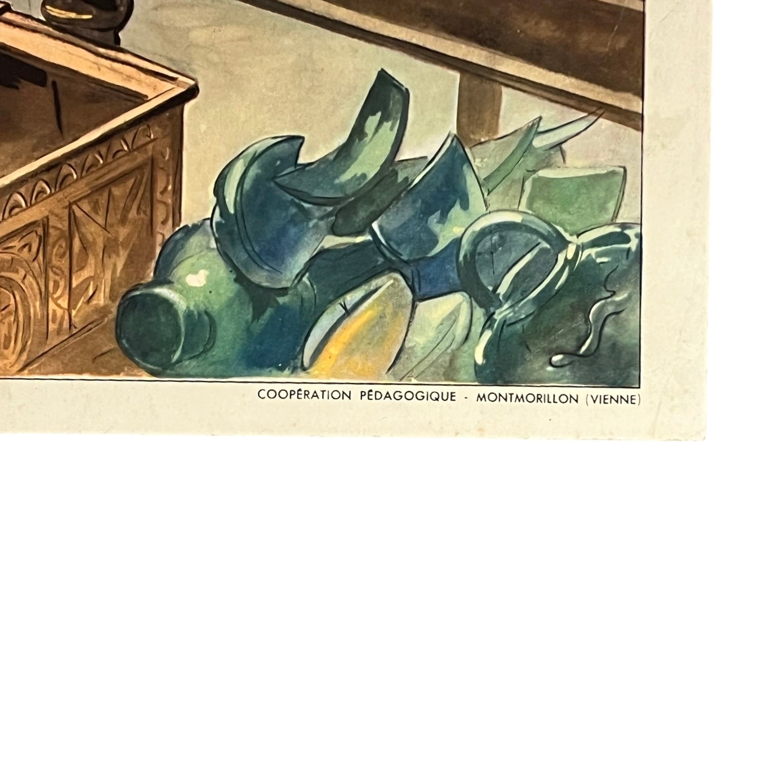 Close up of a French school history poster on a white background