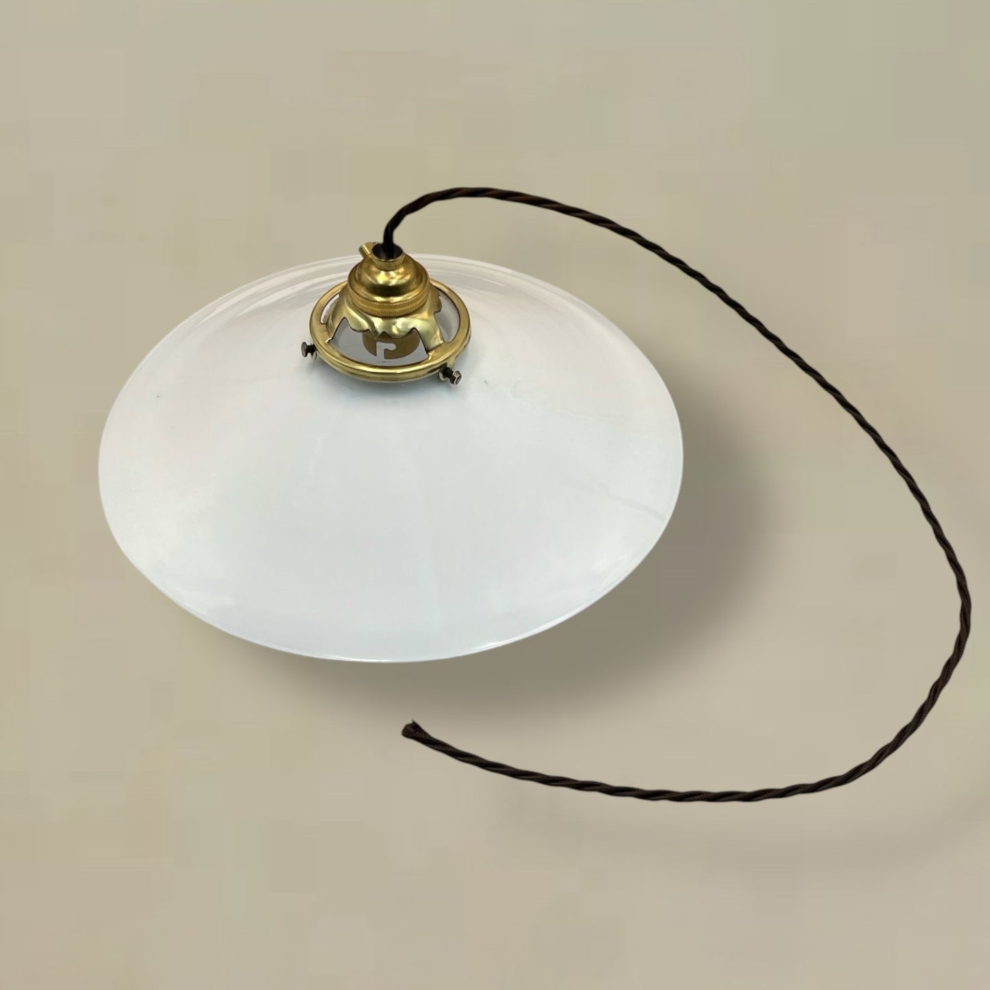 Vintage French Glass Ceiling Pendant Light, Milk Glass Hanging Lampshade for sale from All Things French Store