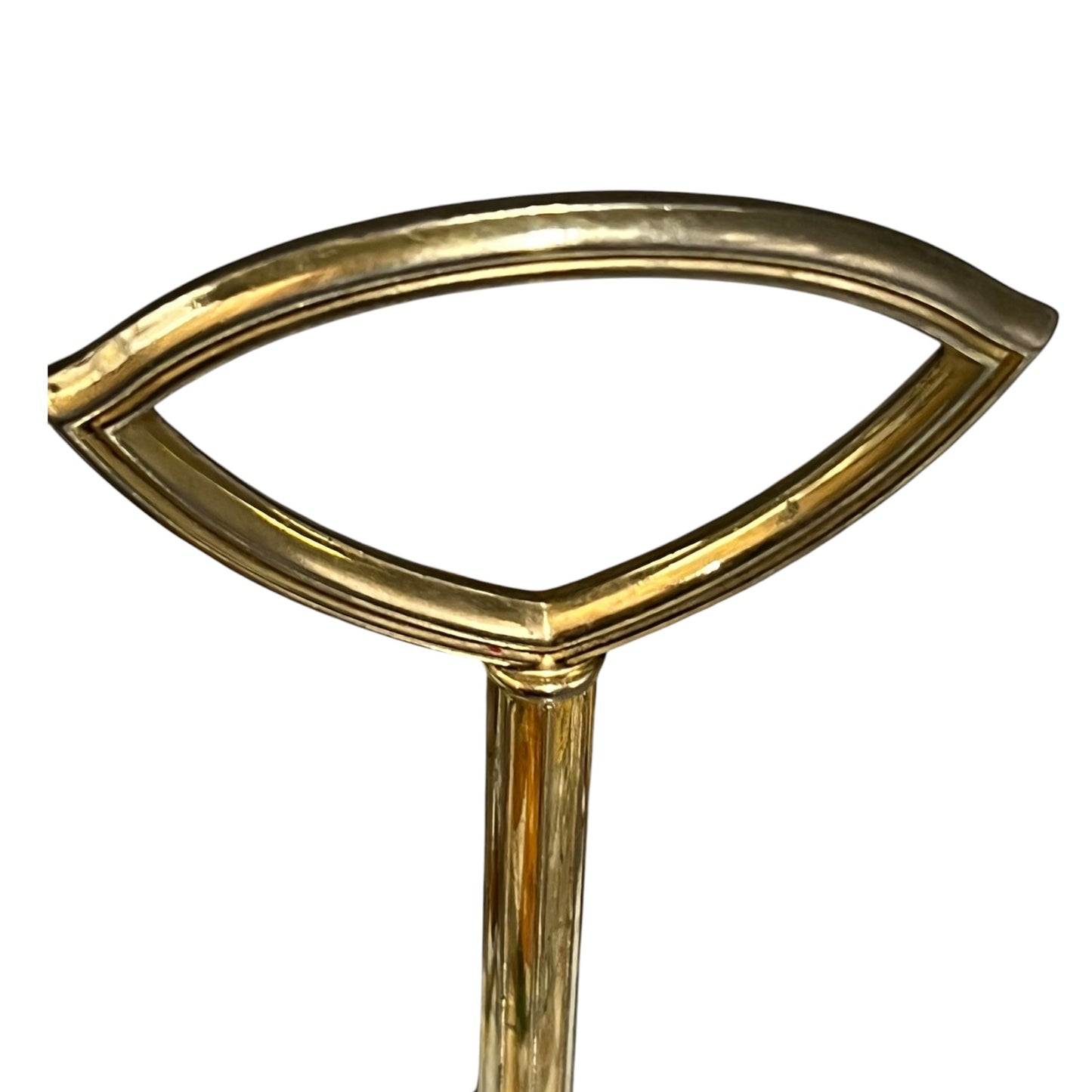 metal handle of a cheeseboard on a white background 
