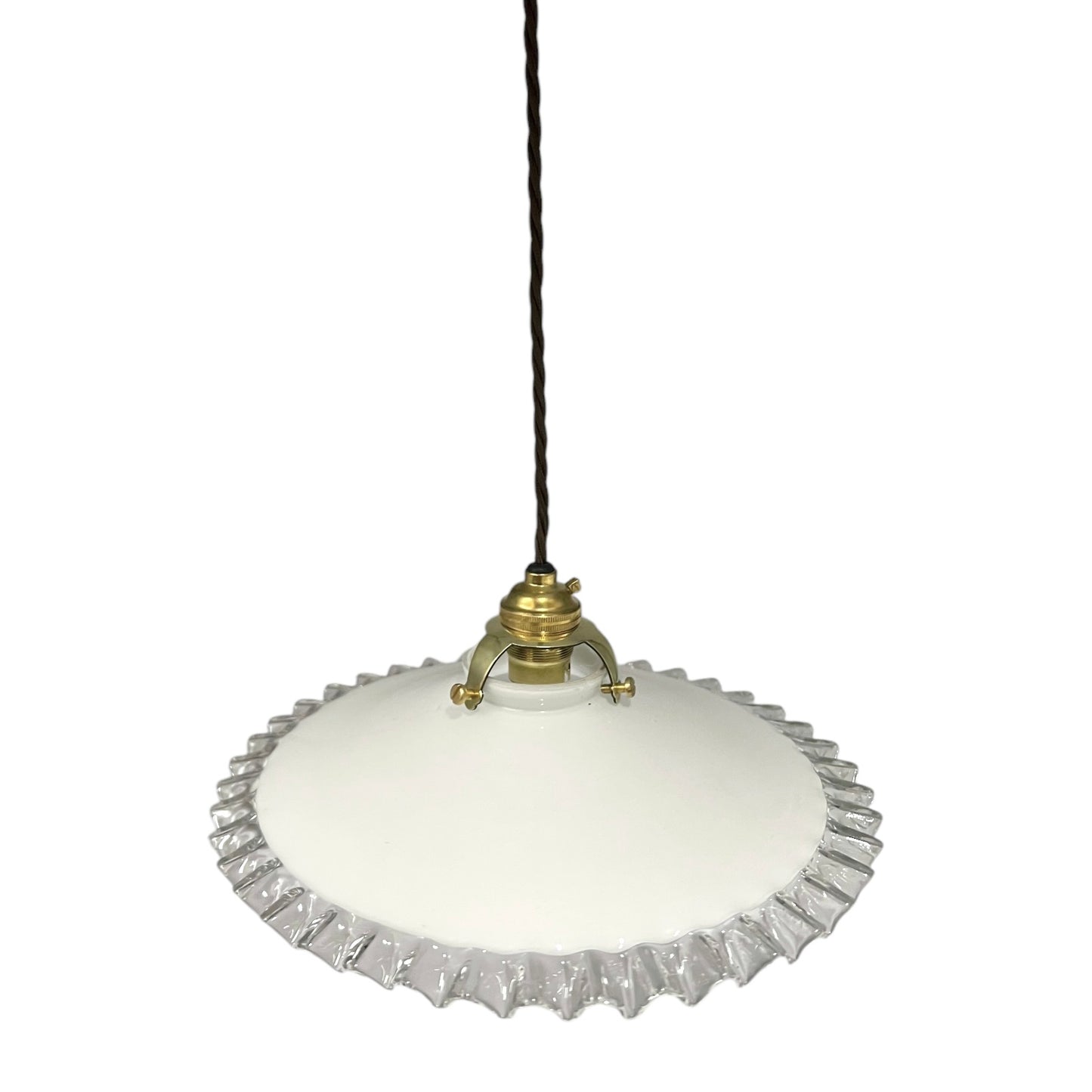 Vintage French Glass Ceiling Pendant Light, Milk Glass Hanging Lampshade