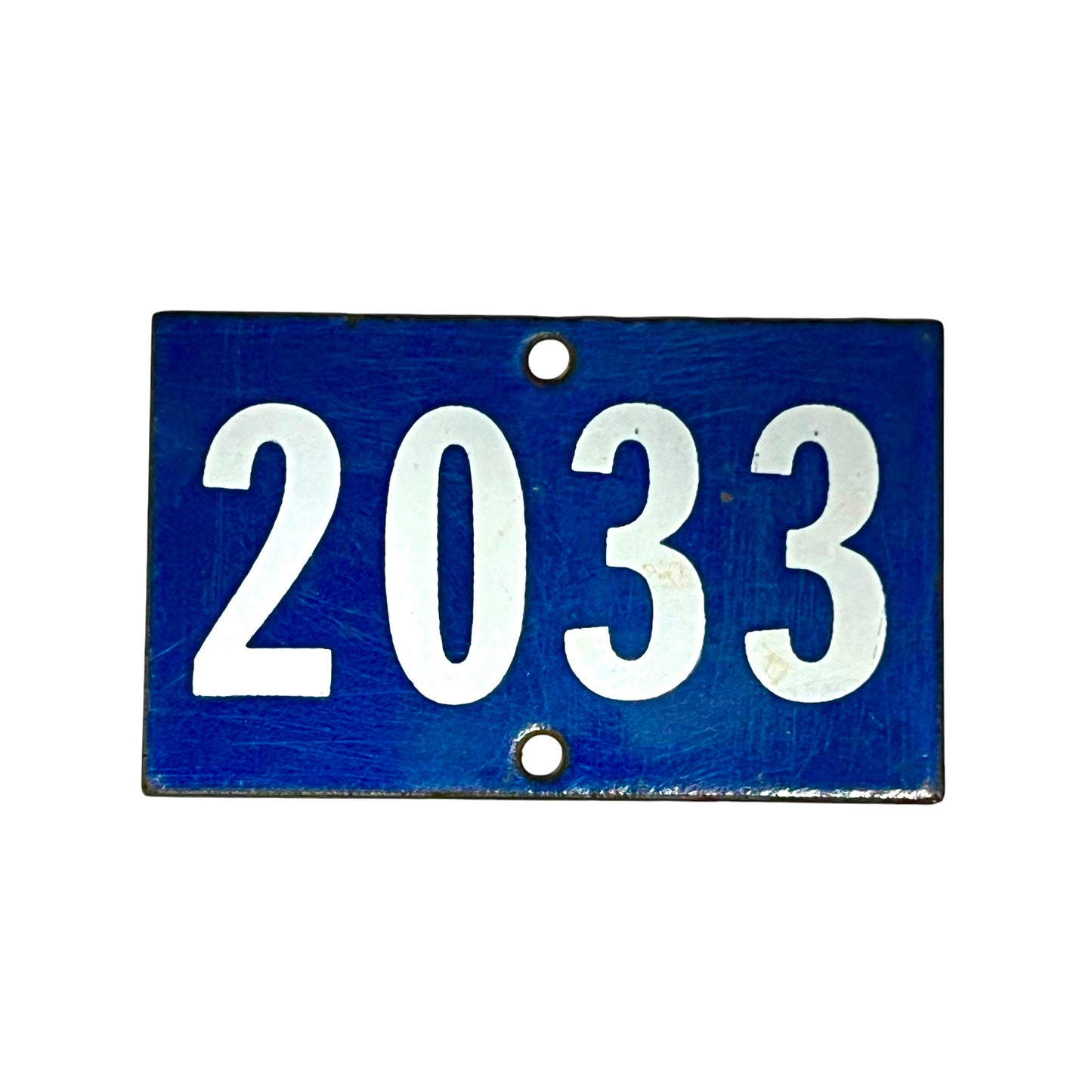 Vintage French Blue Enamel Door Number or Gatepost Number 2033