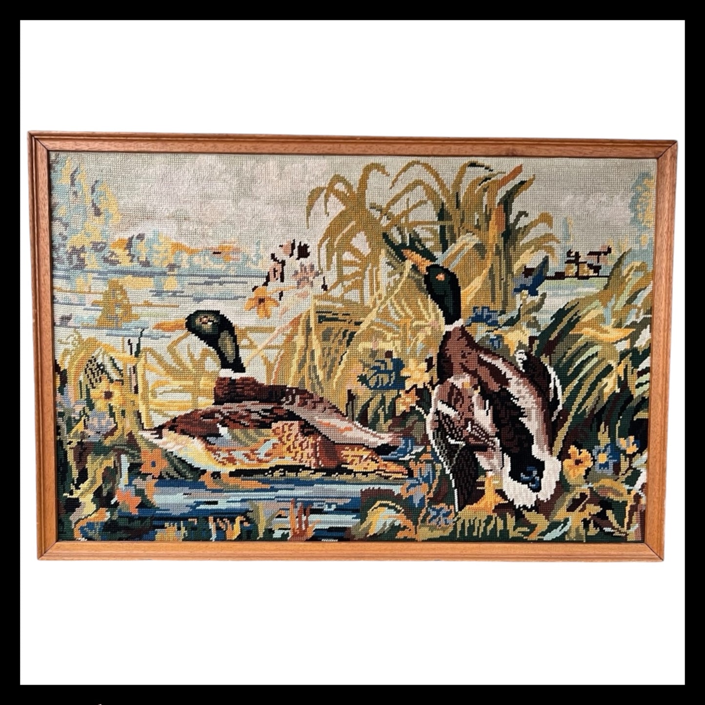 Large Vintage Framed French Woven Tapestry- Ducks, great Hunting Gift for sale from All Things French Store