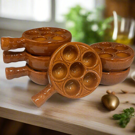 French Vintage Escargots Snail Plates, Stuffed Mushroom Dish, Emile Henry for sale by All Things French Store