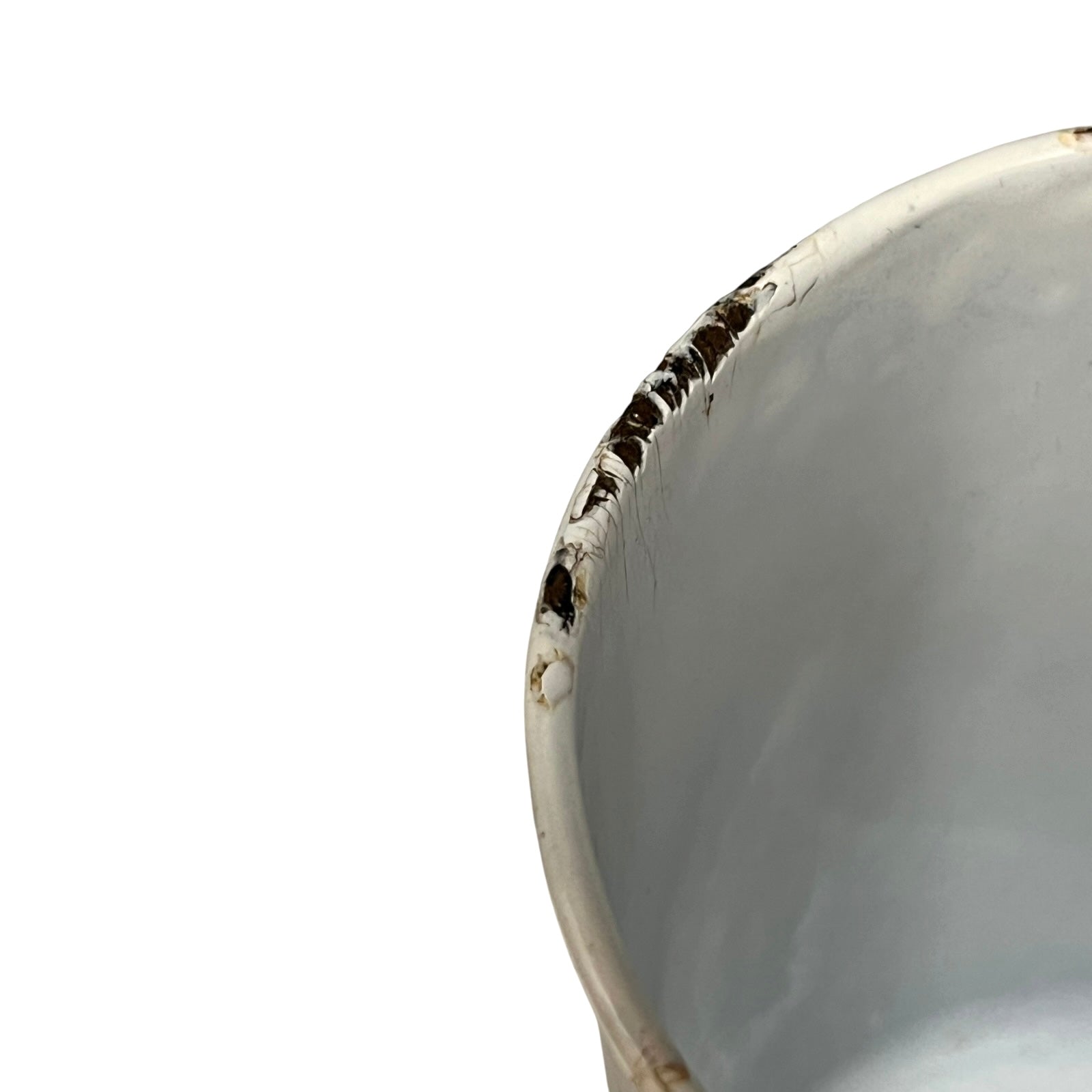 close up of a vintage garden planter on a white background