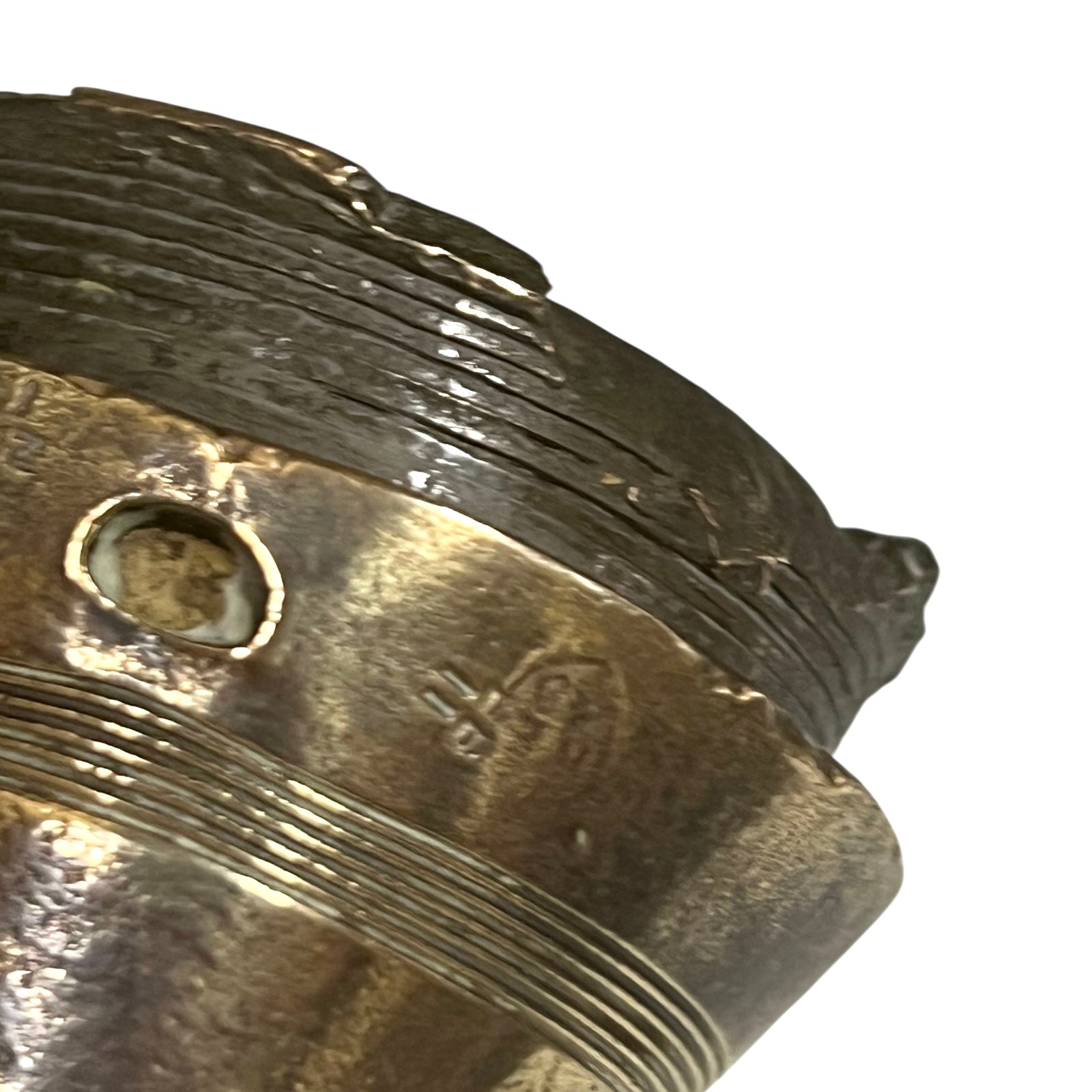 WW1 brass fuse paperweight on a white background