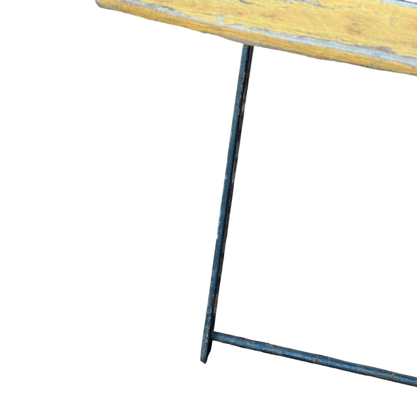 Close up of a wooden French folding chair on a white background 