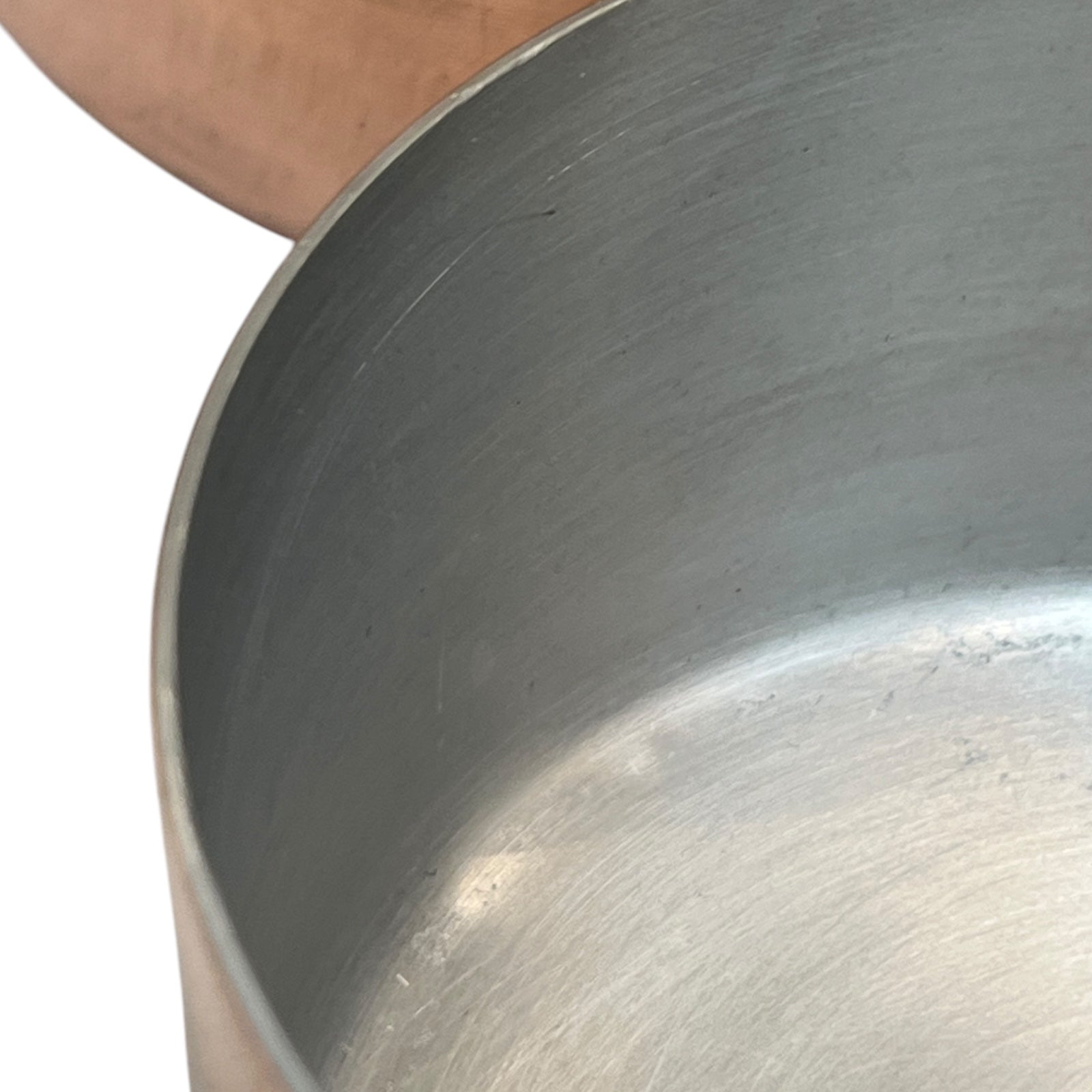 interior view of aluminium lined copper pan