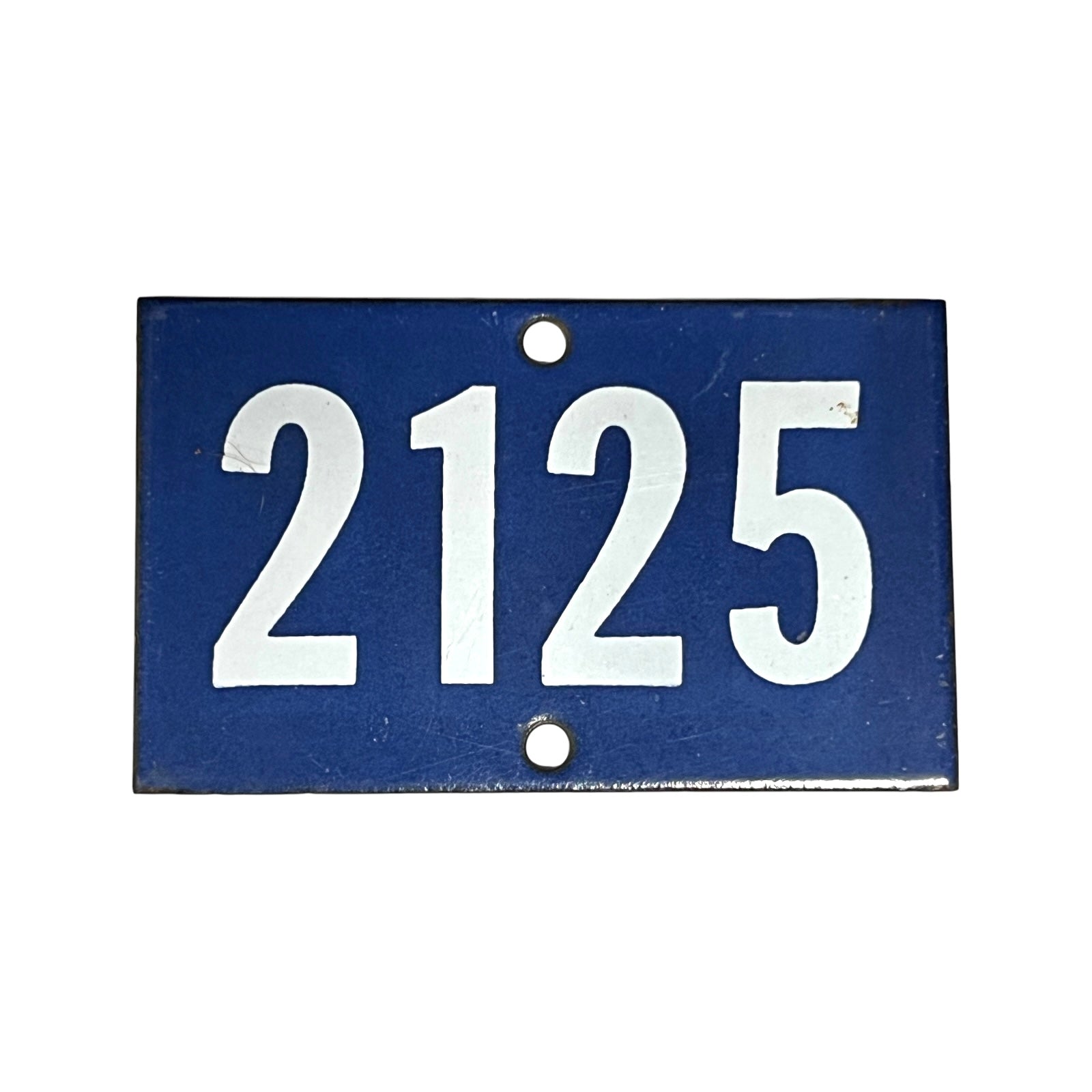 French blue and white enamel vintage door or gatepost numbers 