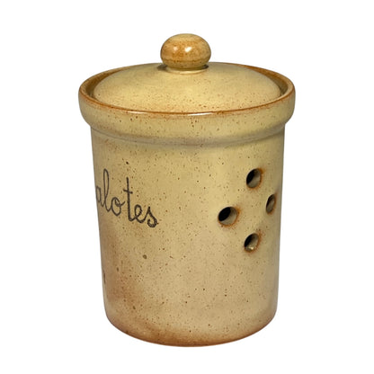 shallot storage jar on a white background