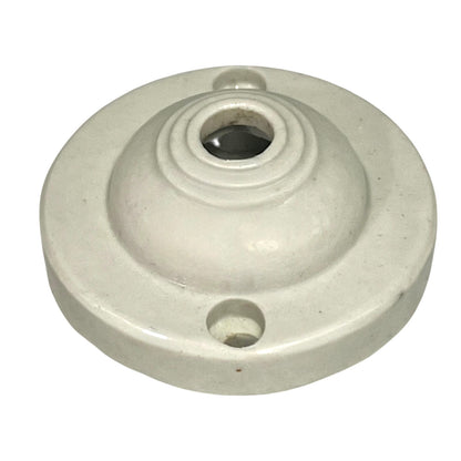 Vintage French Ceramic Ceiling Rose, Chandelier Ceiling Fitting Wire Cover 