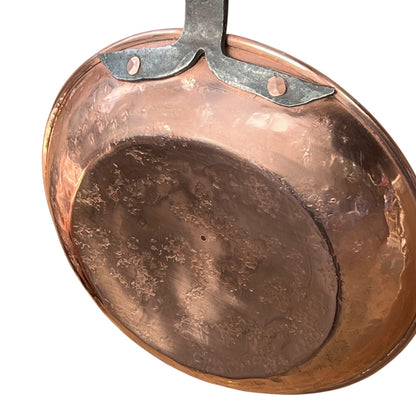 Pair of French Copper Pans with Long Handles – Tin Lined, Rustic Farmhouse Kitchen Decor