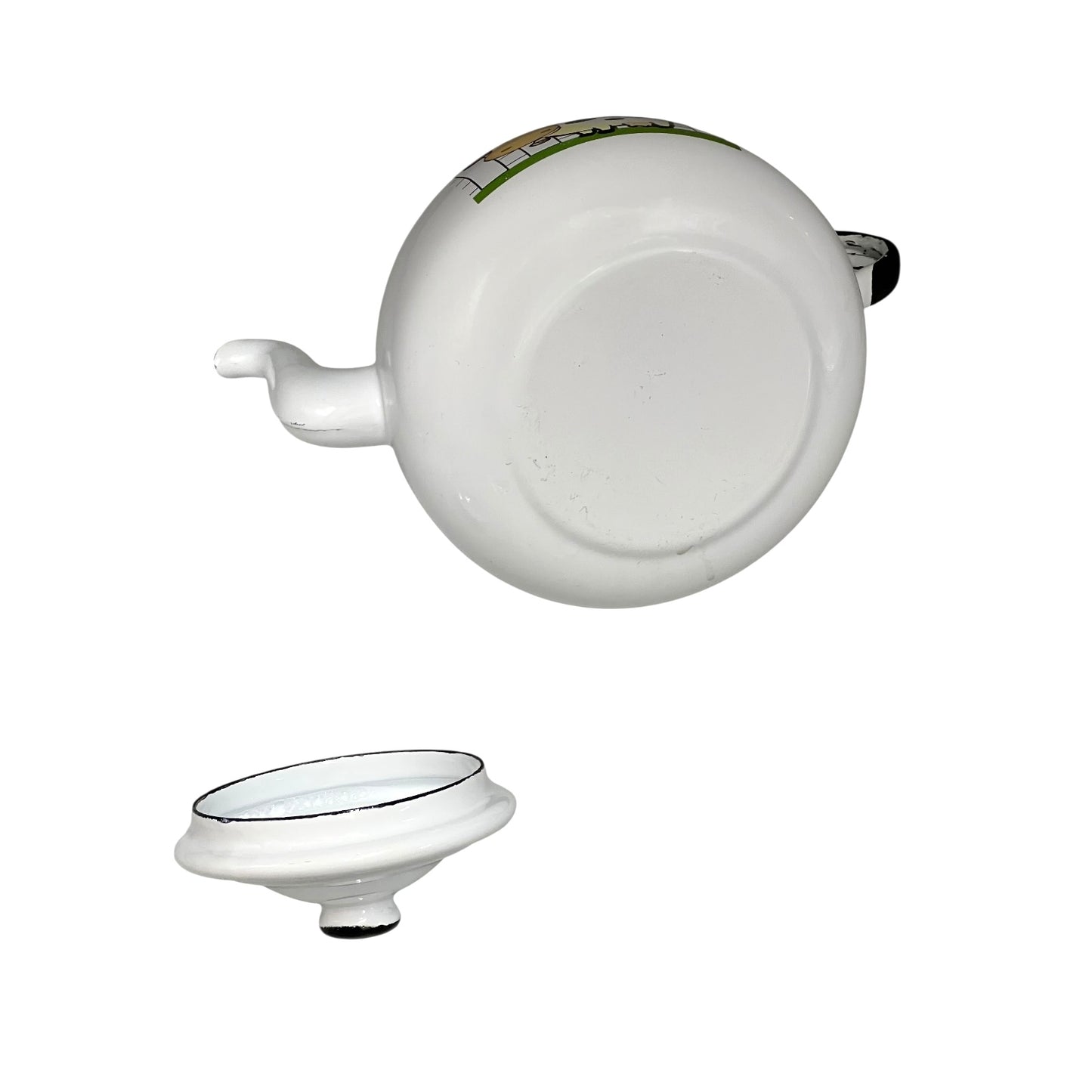 White enamel teapot with on a white background