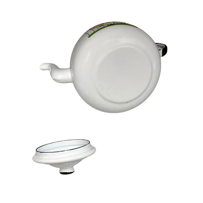 White enamel teapot with on a white background