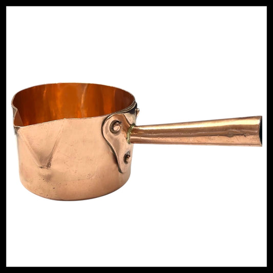 Vintage French Solid 2mm Copper Pan, Chocolate or Sugar Pot - Pâtissier pan for sale from All Things French Store 