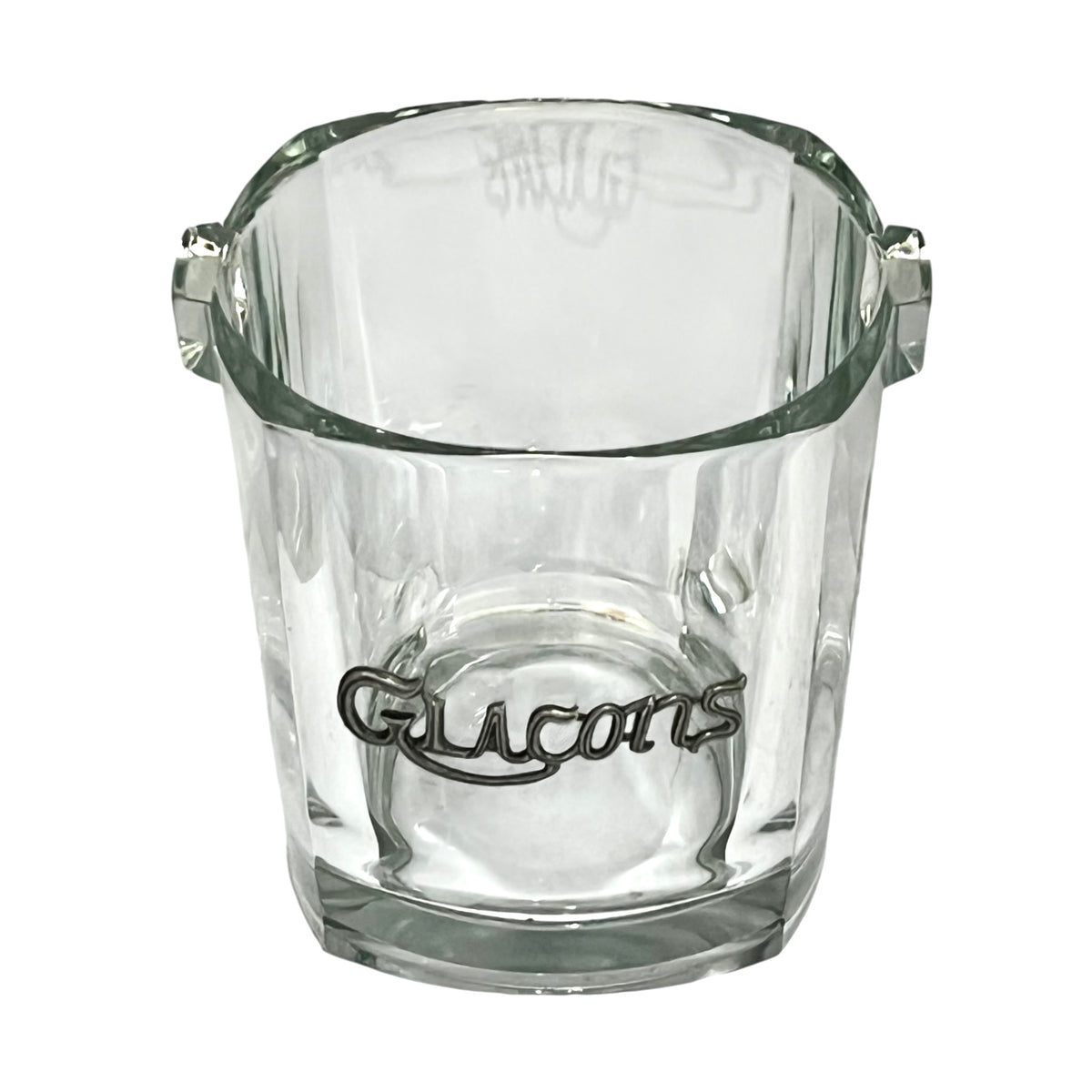 Vintage French Glass Ice Bucket 1960s Glaçons Barware Cocktail Cooler