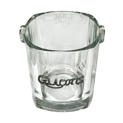 Vintage French Glass Ice Bucket 1960s Glaçons Barware Cocktail Cooler