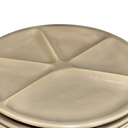 A ceramic divided plate with five sections, shown in a close-up view on a white background.