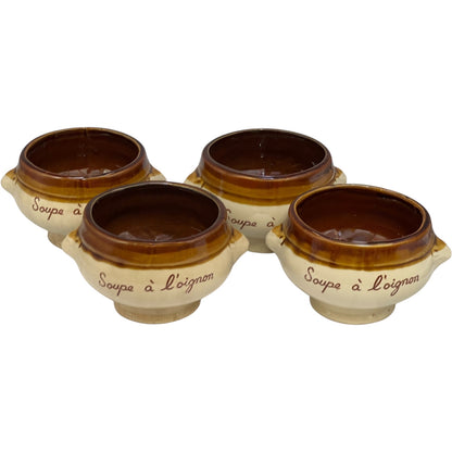 Set of 4 French Lions Head Soup Bowls, Traditional French Onion Soup Pots