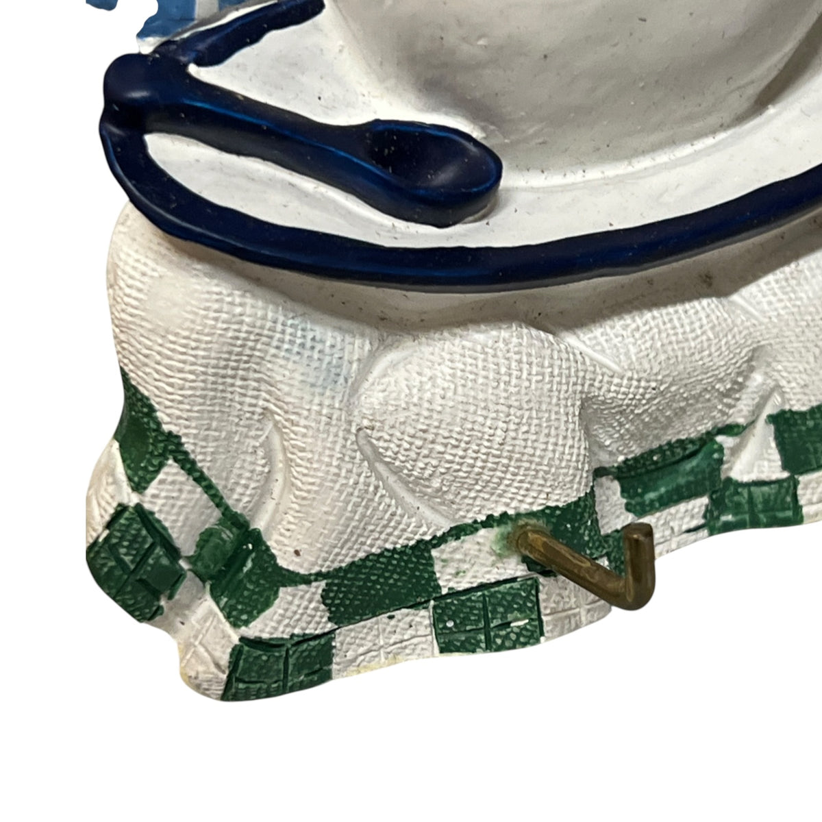 Vintage French Hand-Painted Resin Tea Towel Holder – 3 Hook Kitchen Plaque